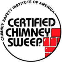 CSIA Logo - Certified Chimney Sweep in a circle with black lettering and red bricks to the bottom right.
